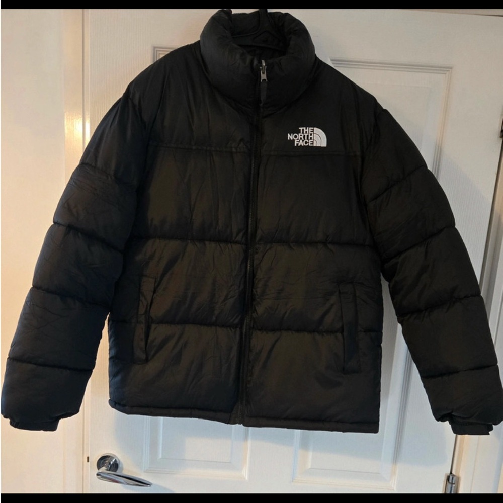 The North Face Black Puffer Coat with High Collar